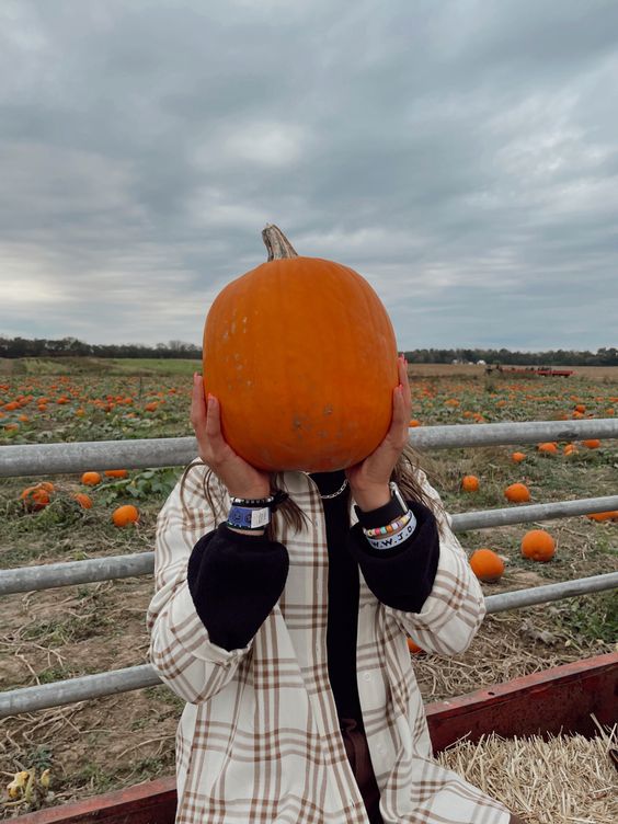 Girl at pumpkin patch- Cozy Girl Fall