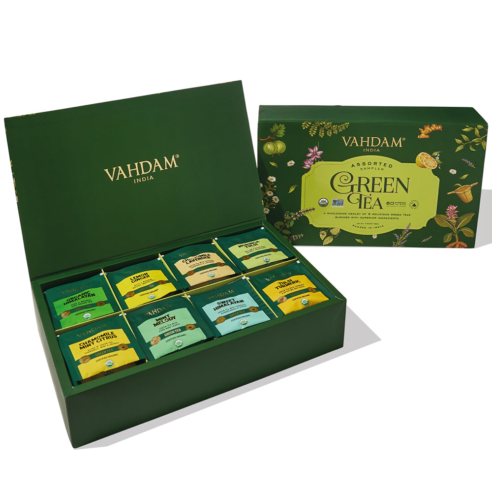 Vahdam Green Tea Assortment & Teaware Gift Set