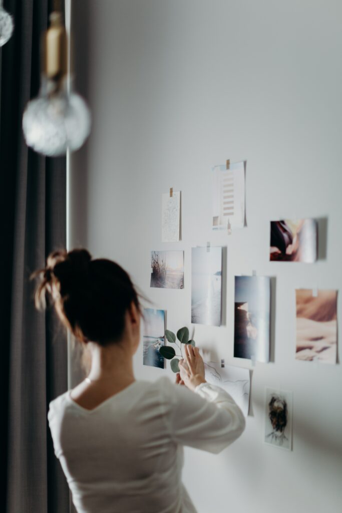 Woman making a vision board