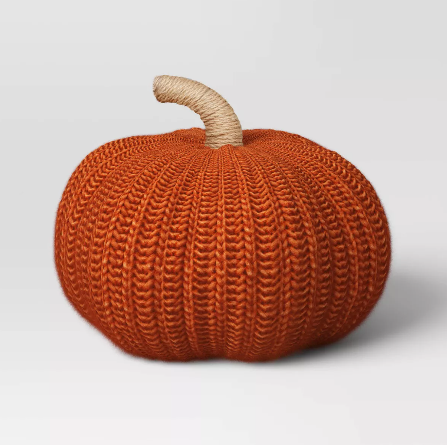 Knit Pumpkin Throw Pillow