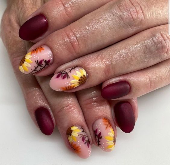 Fall floral nails