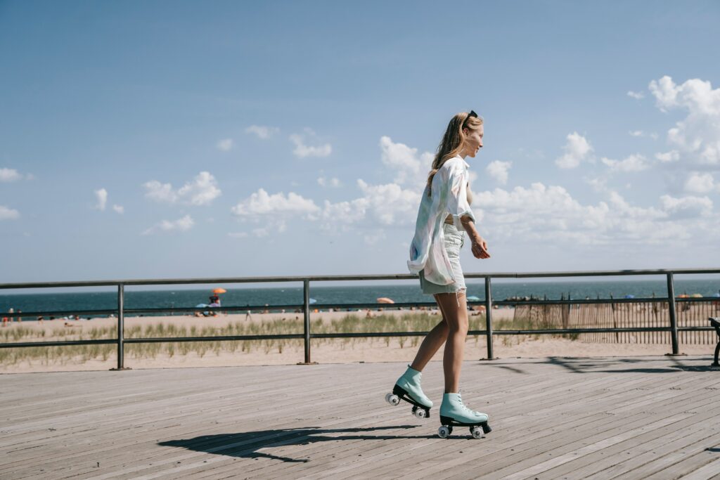 Woman roller skating