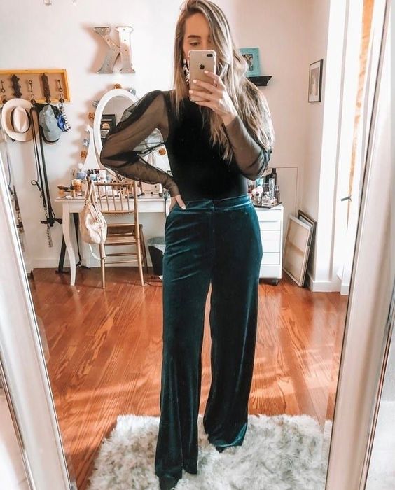 Velvet pants and blouse