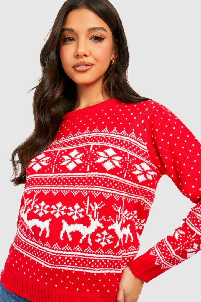 Fairisle Snowflake Reindeer Christmas Sweater