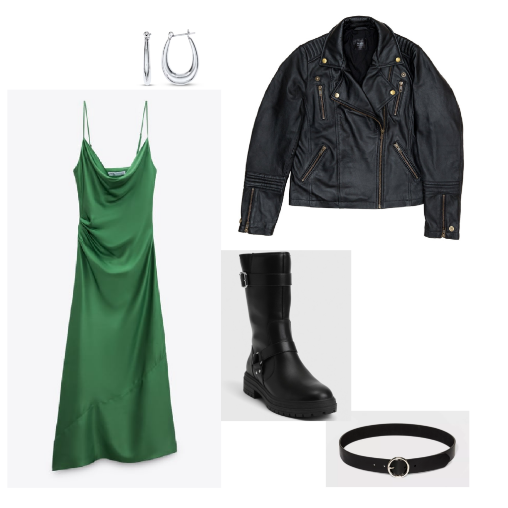 Outfit #9: slip dress and leather jacket