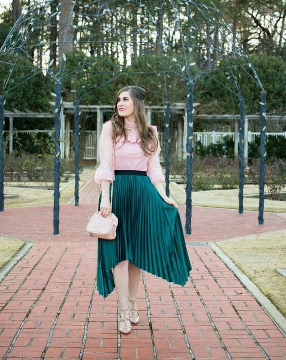 Peach and green outfit