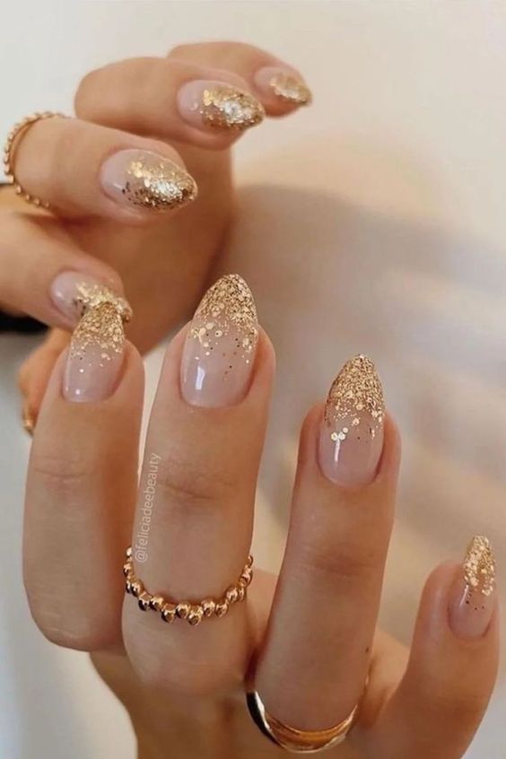 Gold ombre nails