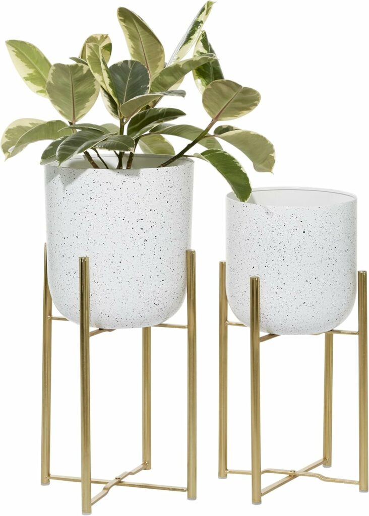 Speckled Large Planter Pot with Gold Stands