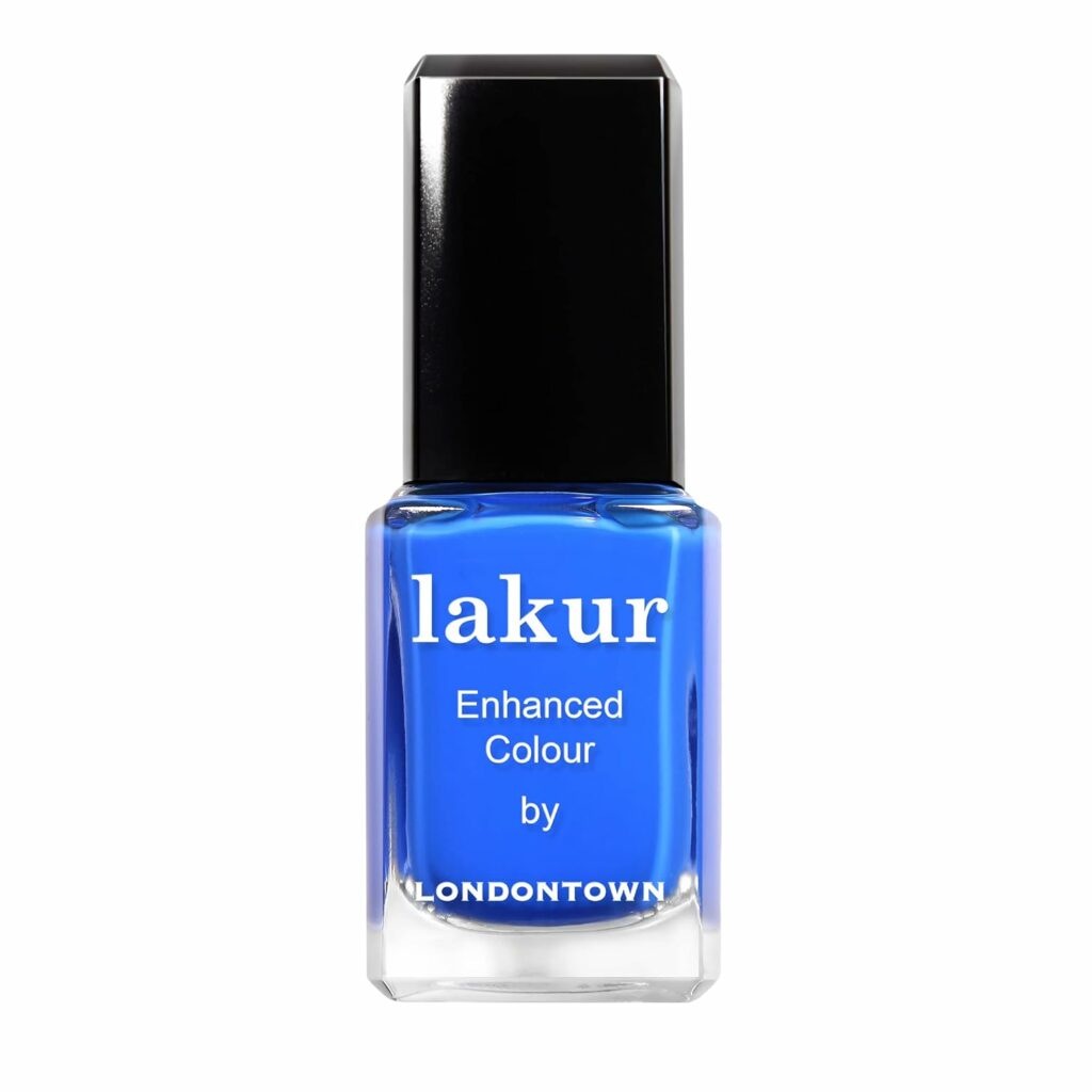 Bright blue nail polish