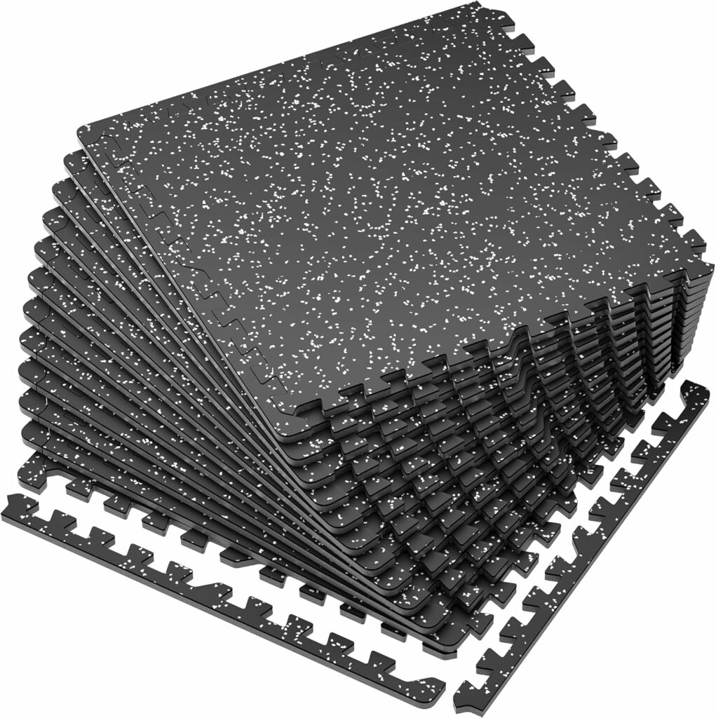 SUPERJARE 0.56'' Thick 12 Pcs Rubber Top Exercise Equipment Mats