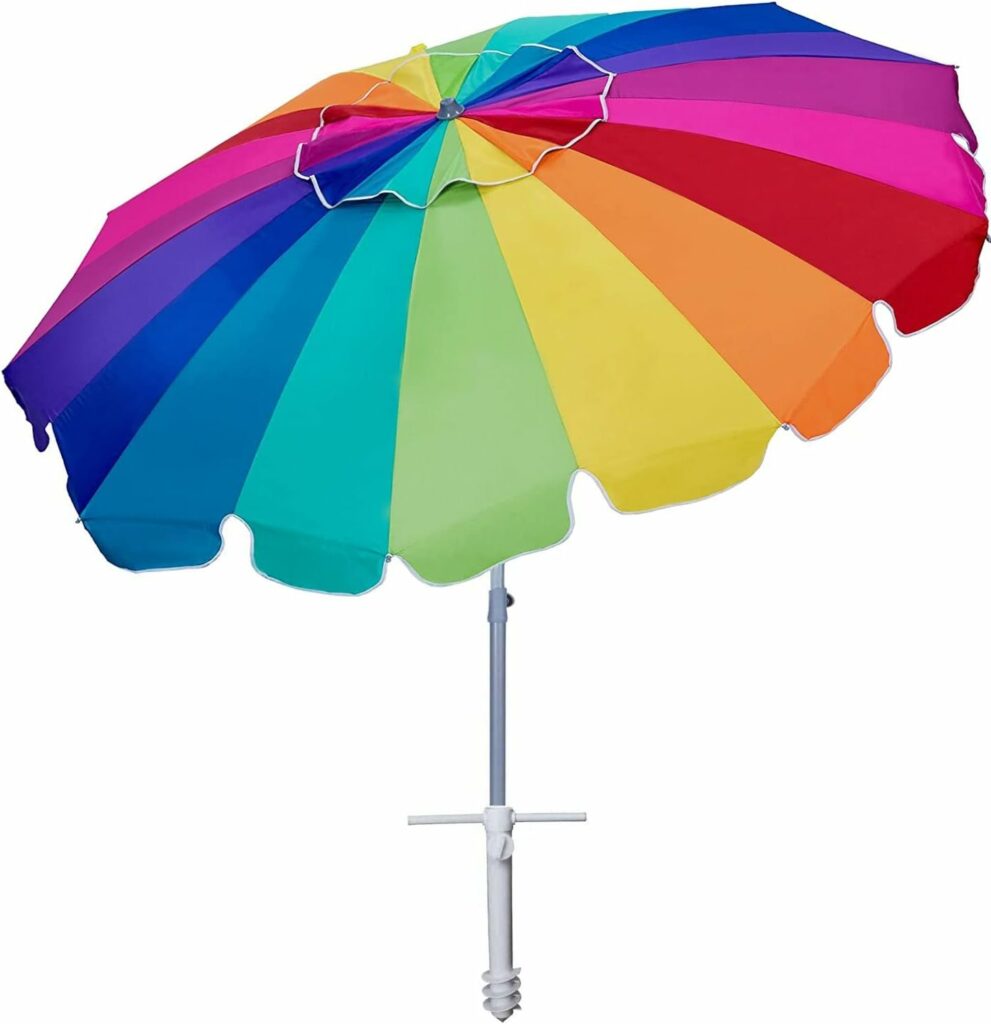 AMMSUN 7.5ft Large Heavy Duty HIGH Wind Beach Umbrella