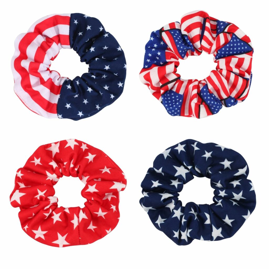 4Pcs Patriotic 4th of July Hair Scrunchies