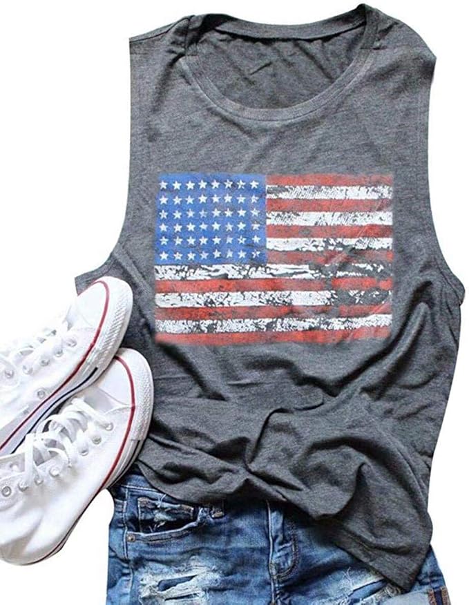 American Flag Print Tank Top
