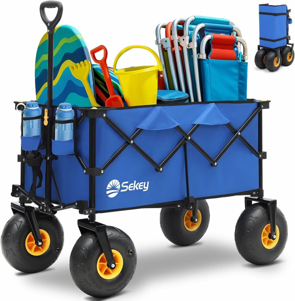 Heavy Duty Beach Wagon with 9" Big Sand-Proof Wheels