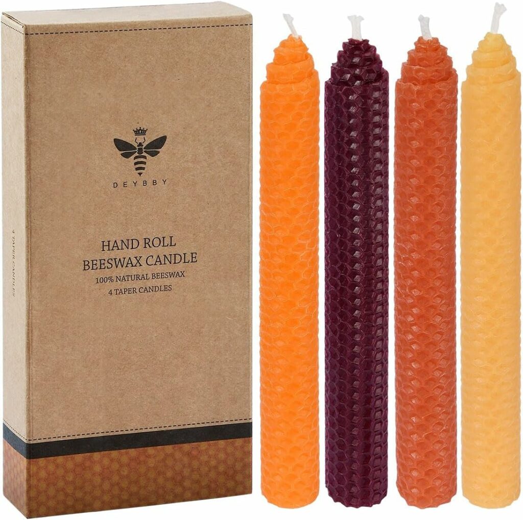 8" Hand-Rolled Beeswax Taper Candles