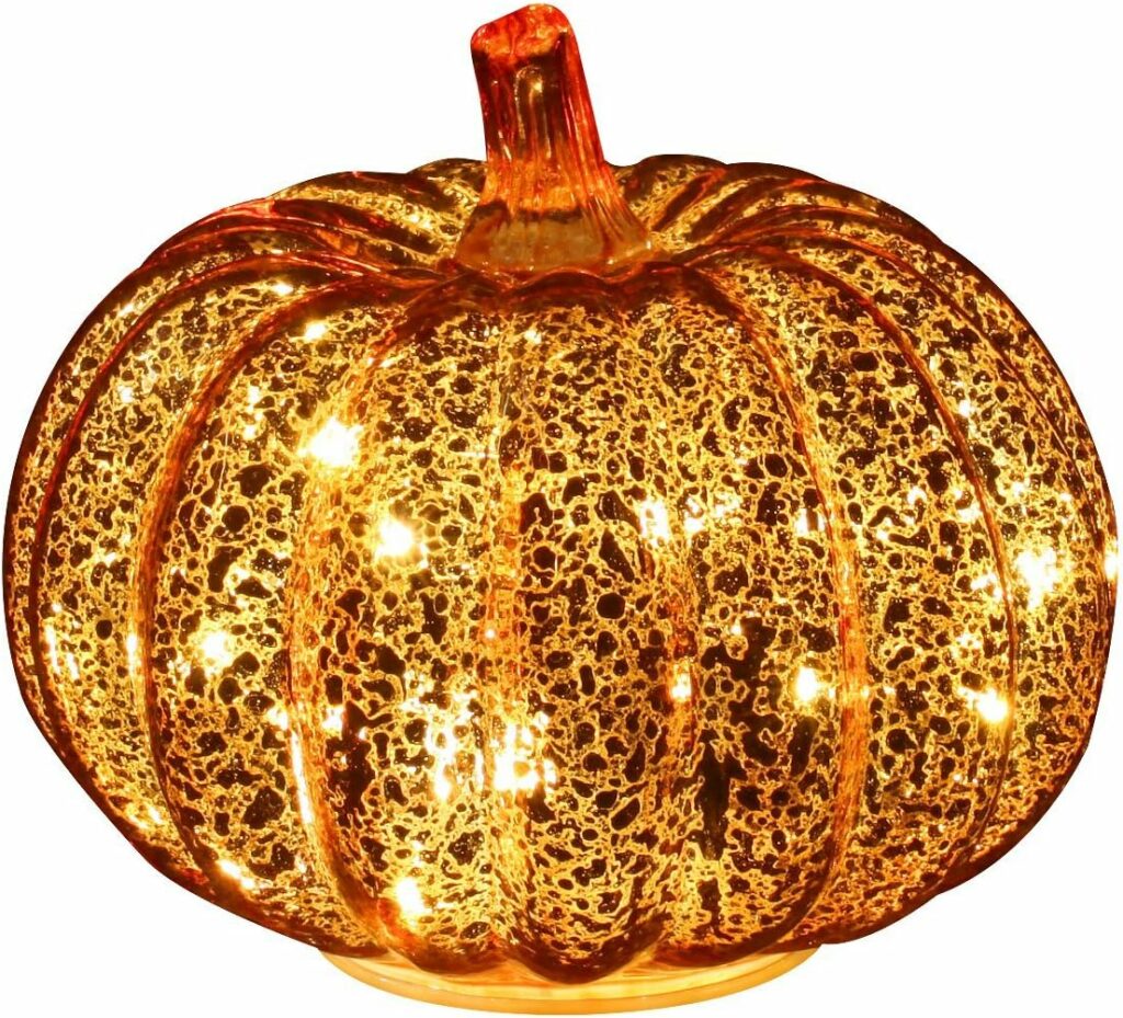 Mercury Glass Pumpkin Light