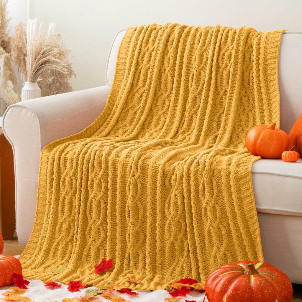 Battilo Mustard Yellow Throw Blanket