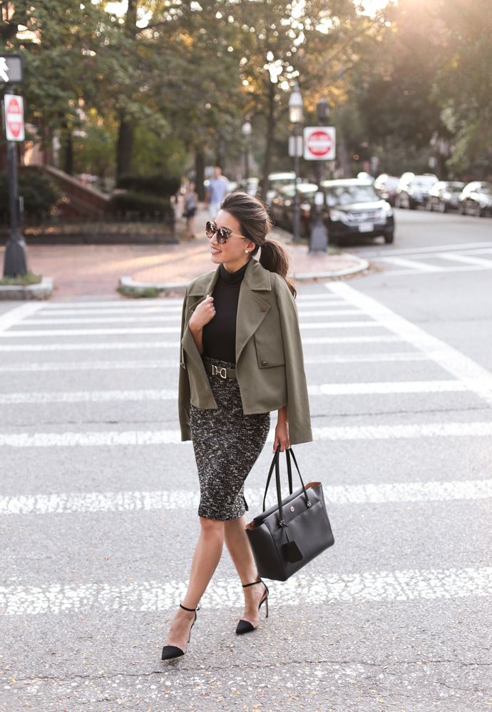 Pencil Skirt, Blouse, and Jacket