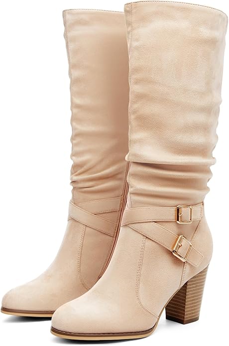 Ermonn Women's Mid Knee High Boots