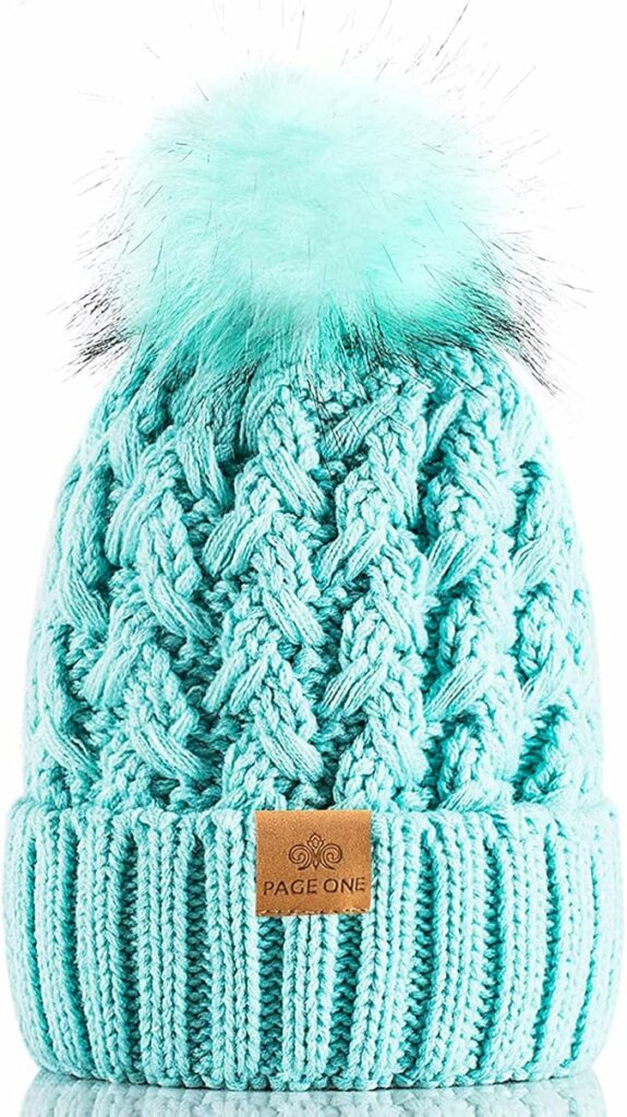 PAGE ONE Women's Cable Knit Pompom Hat