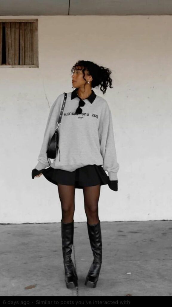 Skirt and Oversized Sweatshirt