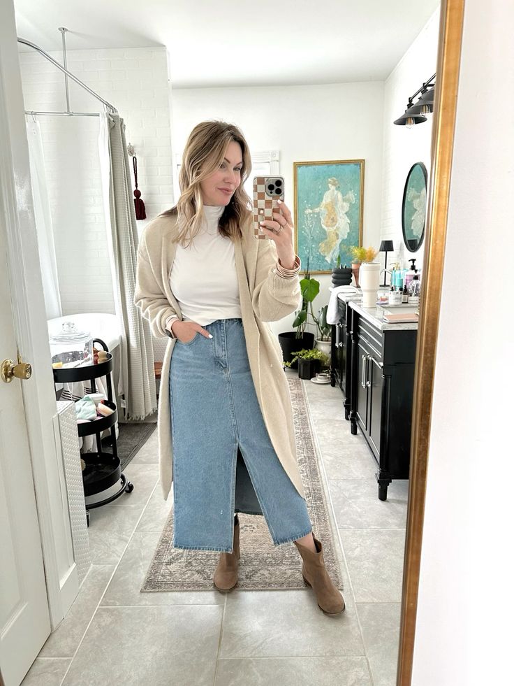 Skirt and Long Cardigan