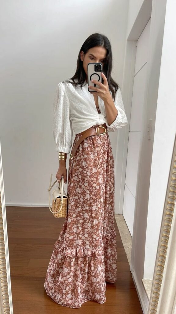 Floral Skirt and Blouse