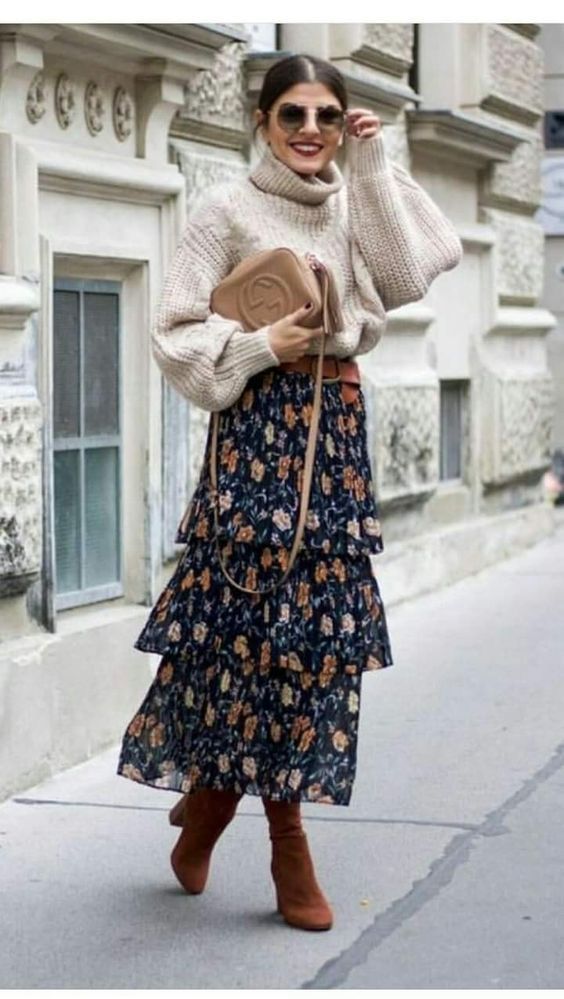 Tiered Skirt and Turtleneck