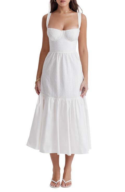 Elia Floral Stretch Cotton Blend Corset Sundress
