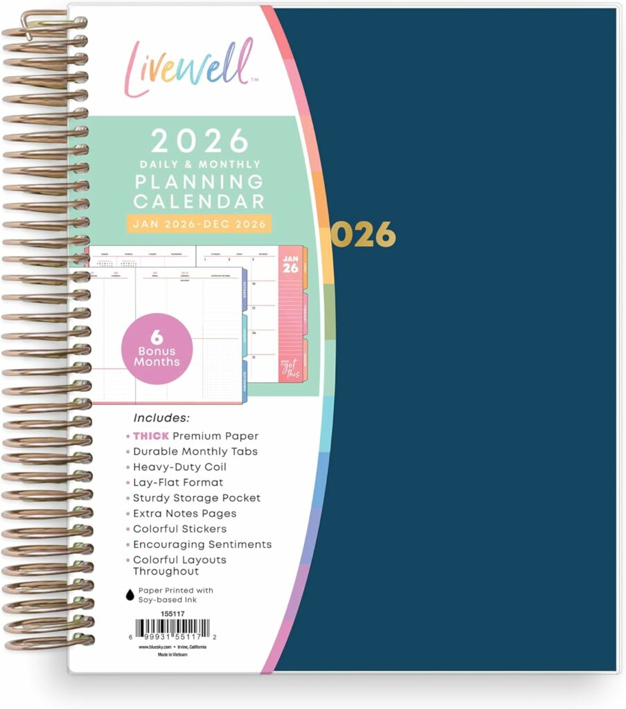 Blue Sky Livewell 2026 Daily and Monthly Planner