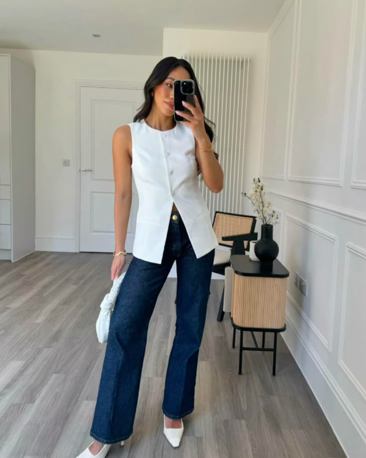 Vest and jeans