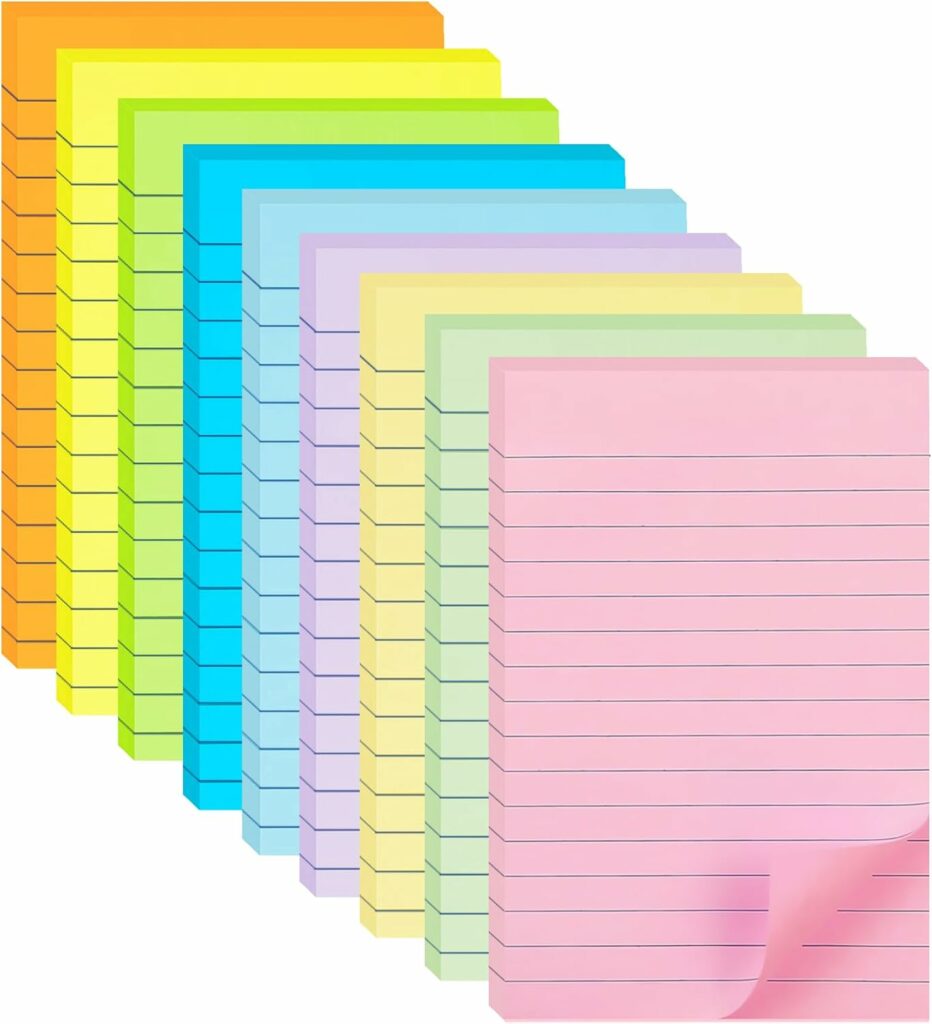 9 Pack Lined Sticky Notes