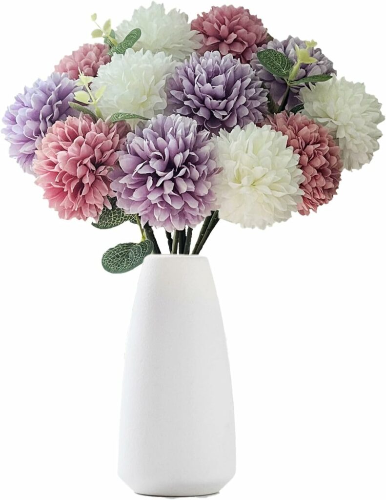 Artificial Chrysanthemum Ball Flowers + Eucalyptus Stems