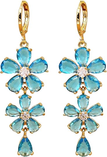 18K Gold Plated Flower Dangle Earrings