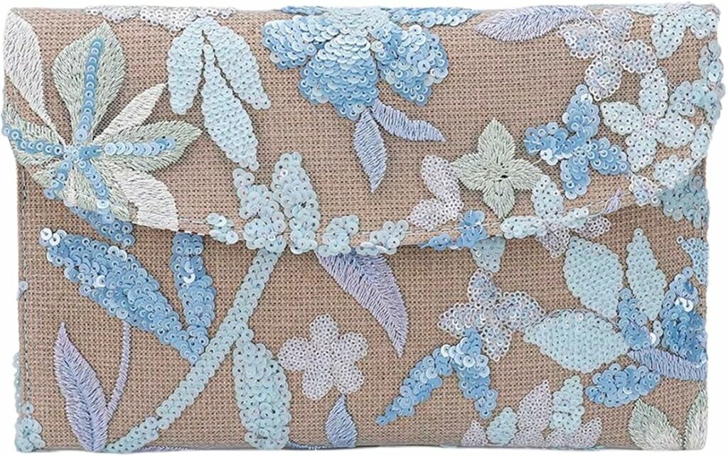 Verdusa Women's Floral Embroidery Beaded Clutch
