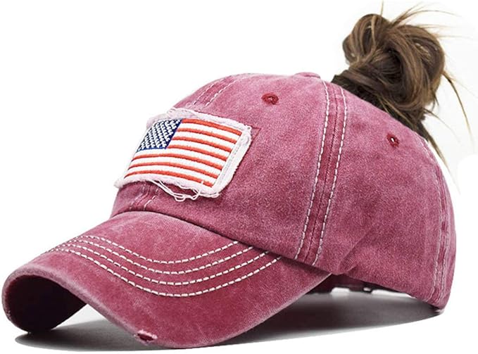 Distressed Ponytail Hat for Women