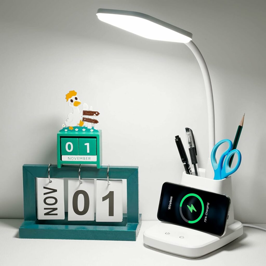 Wireless Charger Small Desk Lamp with Pen Holder