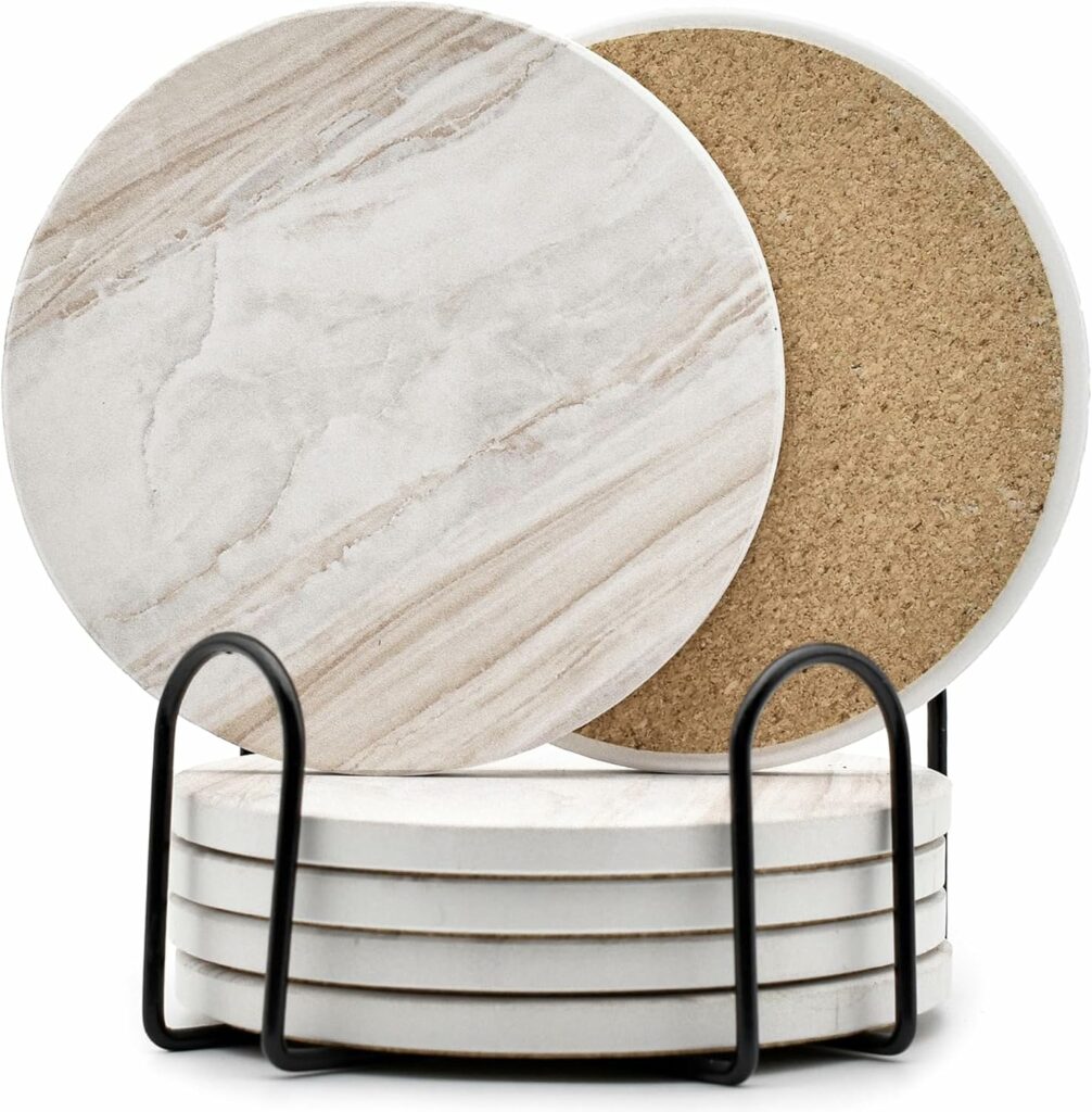 6Pcs Drink Coasters with Holder