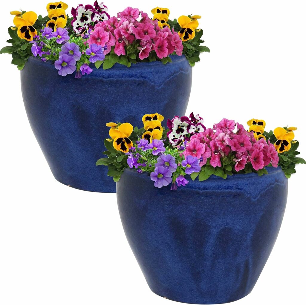 Round Ceramic Planter - Set of 2