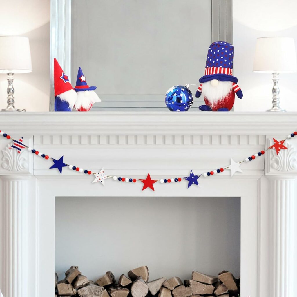 Patriotic Wooden Beads Garland