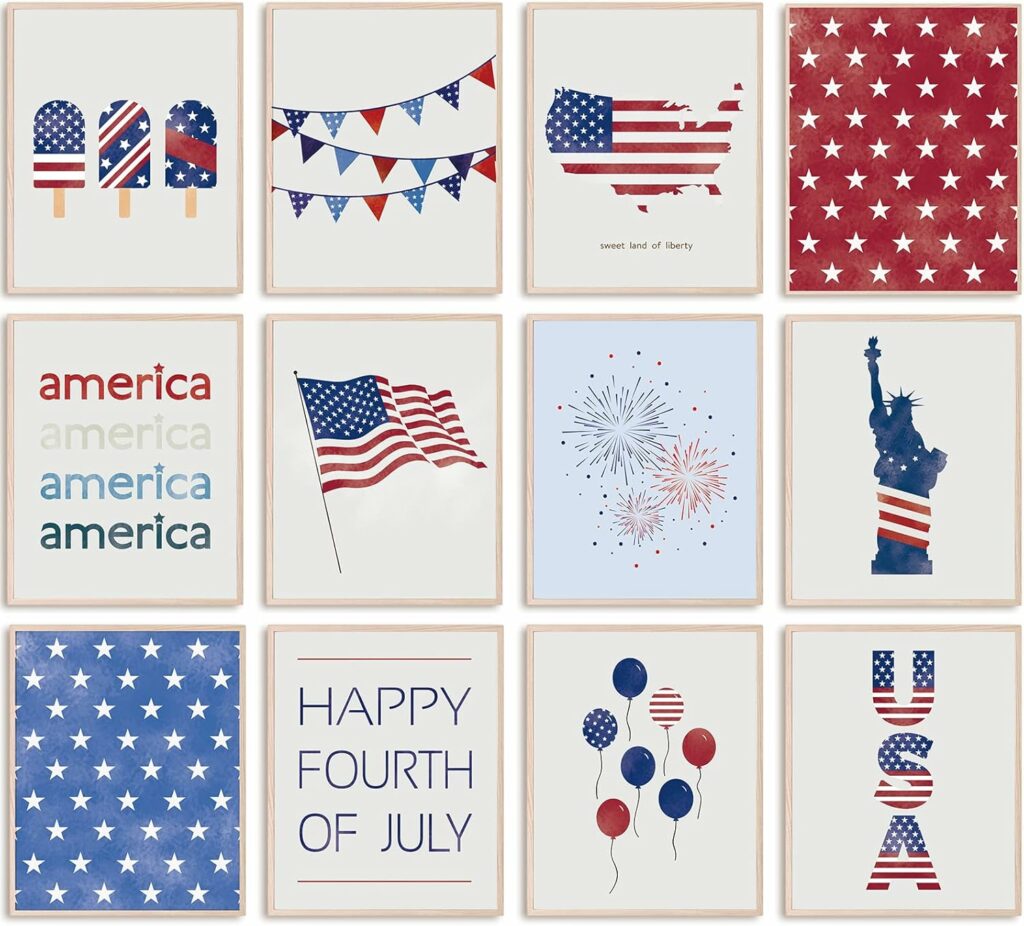12Pcs Patriotic Wall Art