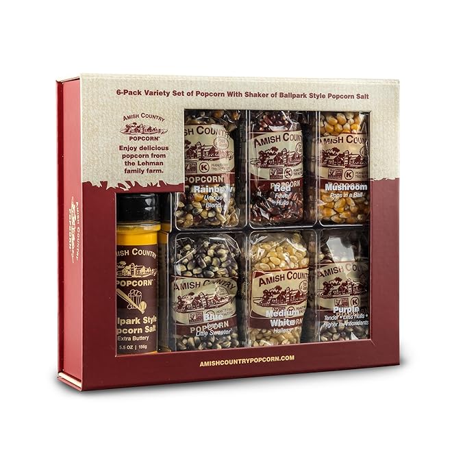 Amish Country Popcorn Kernel Variety Set with ButterSalt