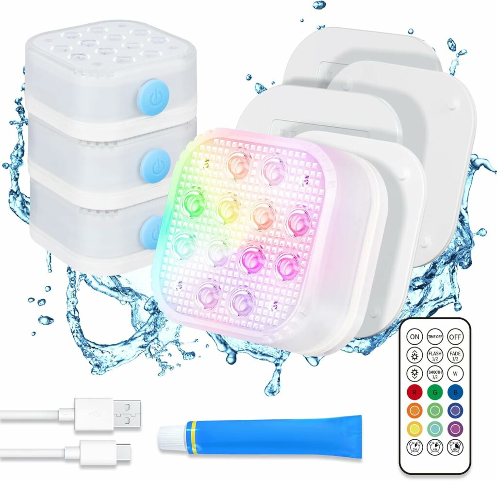 Homly Rechargeable Submersible Pool Lights with Remote