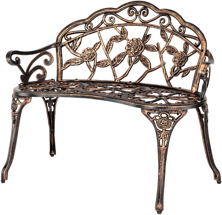 Outdoor Metal Rose Bench