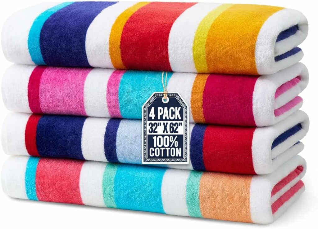 Ben Kaufman Classic Multi-Color Stripe Beach & Pool Towel- 4 Pack