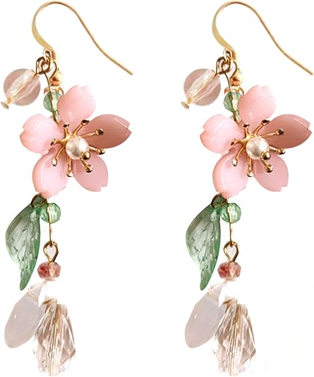 Pink Flower Dangle Earrings