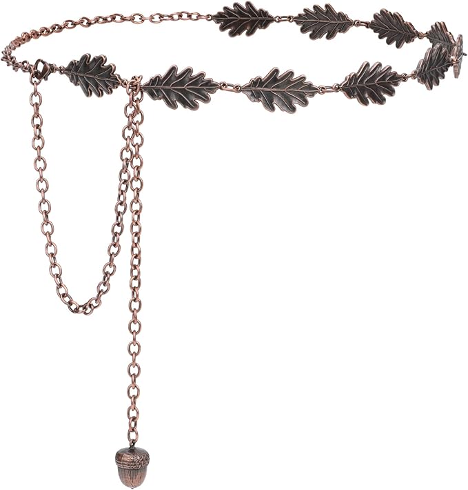 Whimsigoth Oak Leaf and Acorn Metal Chain Leaf Belt