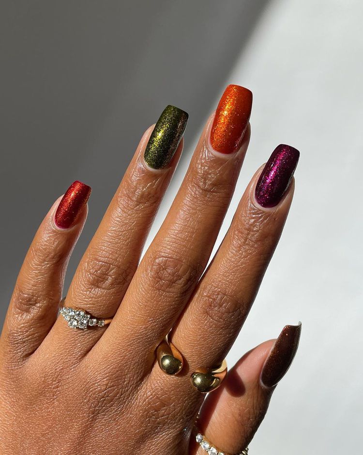 Autumn Skittle Nails