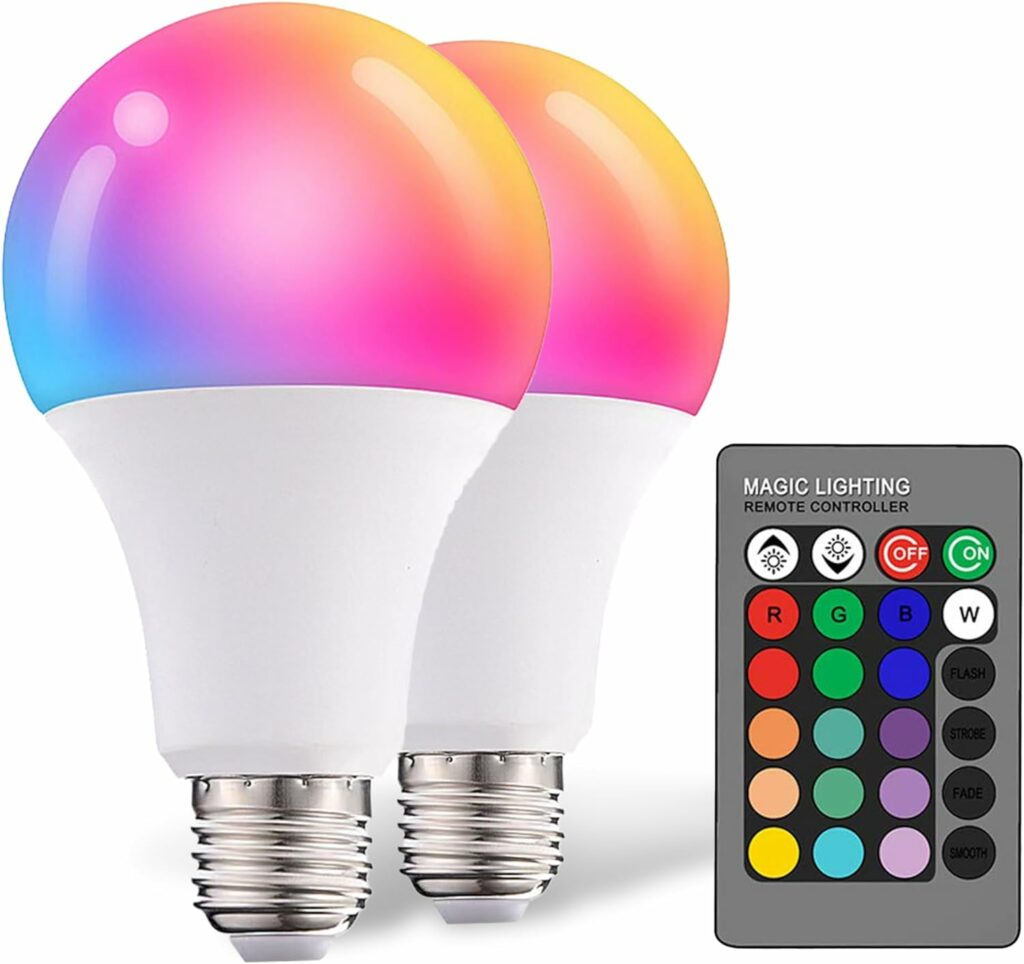 Dimmable E26 Warm LED Light Bulb with 16 Color Changing Modes