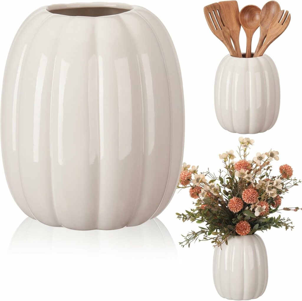 Beeveer 6.7 Inch Ceramic Pumpkin Vase